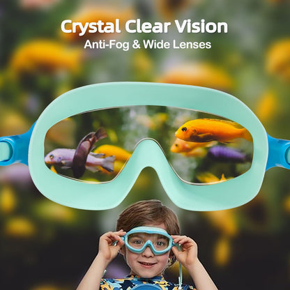 Seago Swim Goggles 2 Pack Anti-Fog Anti-UV Wide View Swimming Goggles for Kids 3-14