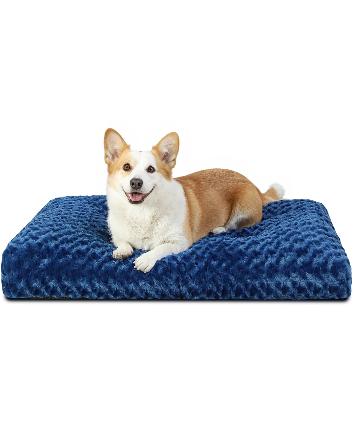 KSIIA Washable Dog Bed Medium Size Dog Crate Bed Plush Pet Mat 35"x23" Gray | Deluxe Plush Comfy Kennel Pad, Anti-Slip Bottom,Deep Sleeping Mat for Medium Dogs,Machine Washable for Easy Cleaning