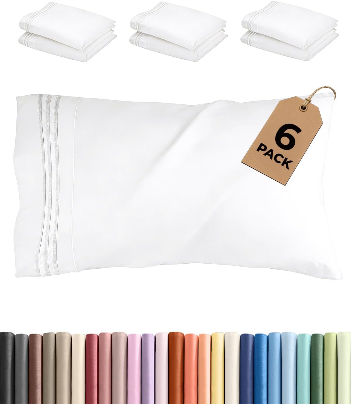 King Pillow Cases Set of 2 - Ultra Soft Cozy Pillowcase Covers - White | Hotel Quality, Comfortable Bedding for Women, Men, Kids & Teens, Machine Washable Pillow Protectors, 2 Piece Set, King Size
