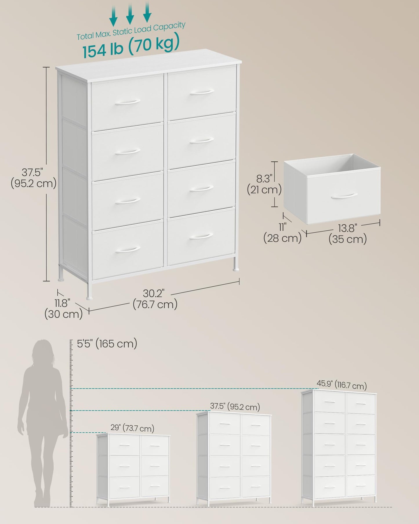 SONGMICS BELLAH Collection - Dresser for Bedroom, Chest of Drawers, Storage Organizer Unit, Closet, Entryway, Steel, 4 Drawers, Modern, Ink Black and Ebony Black ULGS314B01S
