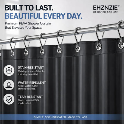 EHZNZIE White Shower Curtain Liner 72x72, PEVA Waterproof Bath Curtain, No Chemical Smell, 3 Weighted Magnets, Durable with Rustproof Metal Grommets