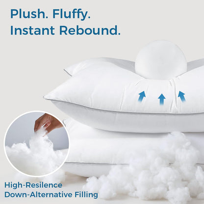 Sasttie Firm Pillows Queen Size Set of 2, Bed Pillows for Side, Back, and Stomach Sleepers - Oeko-Tex Certified Down Alternative Plump Filling - Hotel Quality and Machine Washable, 2 Pack