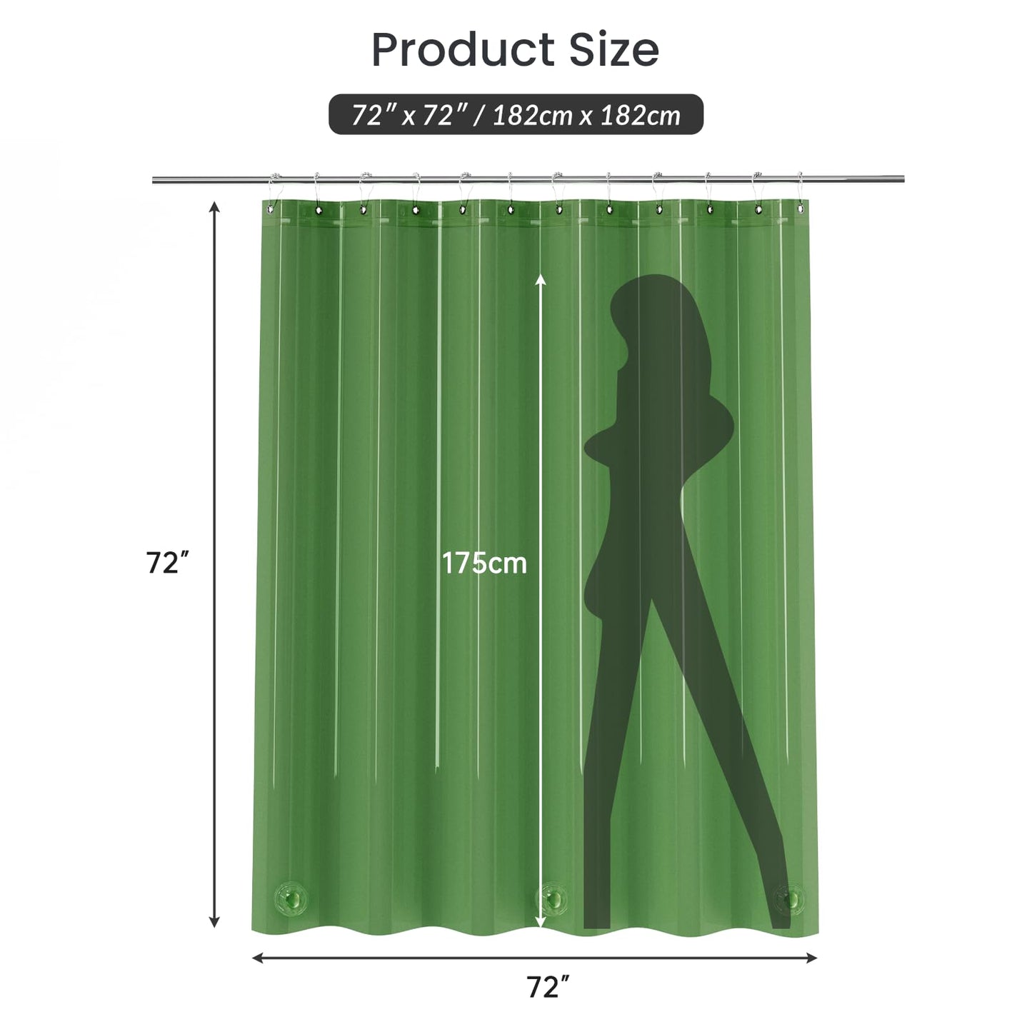 AmazerBath Plastic Shower Curtain Clear Premium PEVA, Clear Shower Curtain Heavy Duty 8G, Weighted Shower Curtains for Bathroom Accessories with 3 Big Stones and 12 Rustproof Grommets, 72x72 Inches