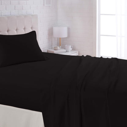 Amazon Basics Lightweight Super Soft Breathable Wrinkle-Resistant Microfiber 4-Piece Bed Sheet Set with 14-Inch Deep Pockets, Queen, Bright White, Solid