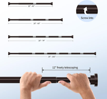 Mcrbeay Shower Curtain Rod, 1" Diameter Heavy Duty Tension Shower Rod | Adjustable 28-74 inch Non Slip No Drill Spring Tension Rod For Bathroom, Shower Stall, No Rust, Bronze