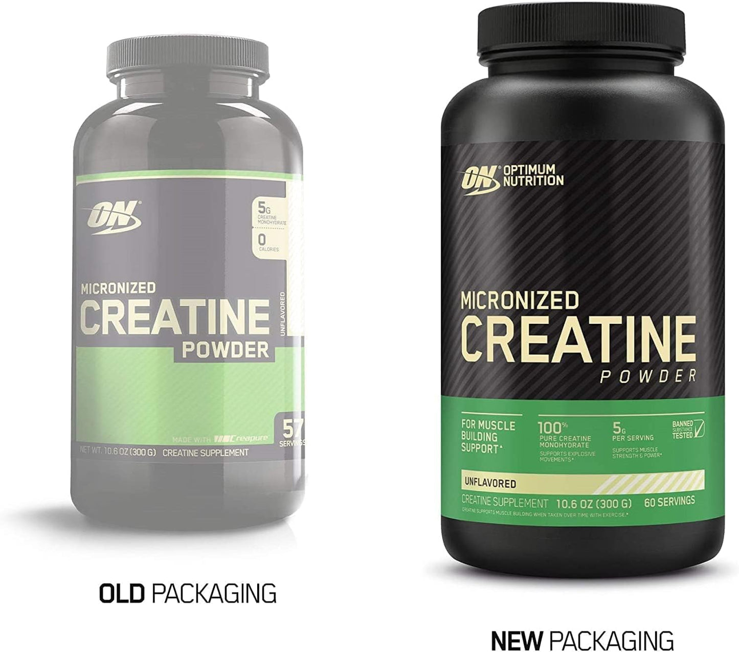 Optimum Nutrition Creatine, Micronized Creatine Monohydrate Powder, Supports Strength & Recovery, Banned Substance Tested, Unflavored, 5g per Serving, 60 Servings | 5g Micronized Creatine Monohydrate Powder Per Serving, Supports Muscle Strength & Power, E