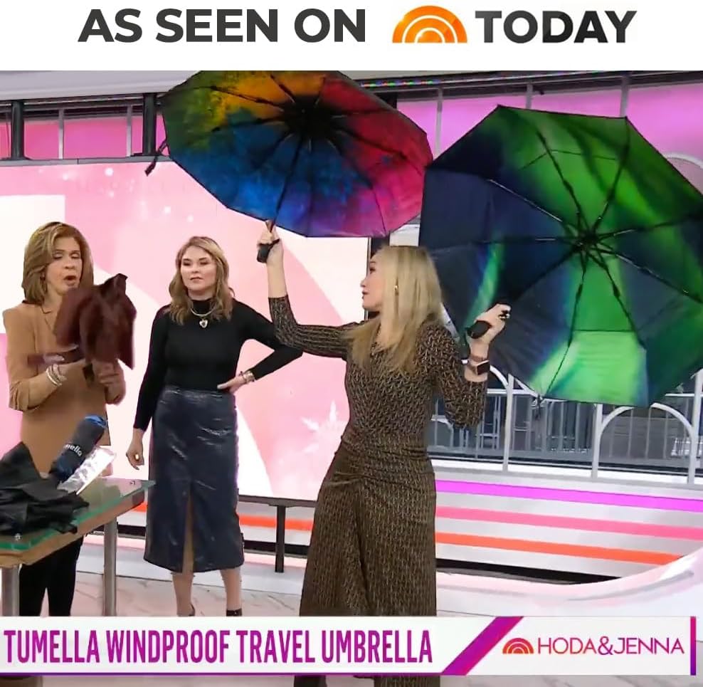 Strongest Windproof Travel Umbrella (Compact, 100MPH Wind-Tested), Light, Portable, One-Handed Use, Automatic Folding Rain Umbrella, Durable, Premium Grip, Fits Car & Backpack