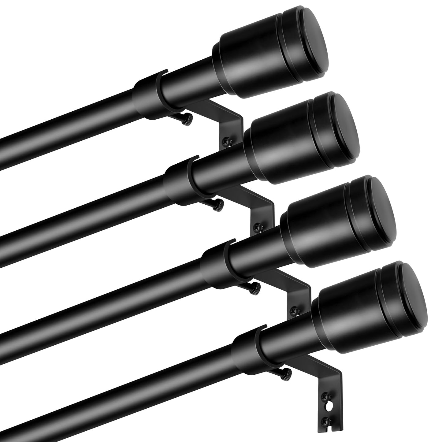 Curtain Rods 30-60 Inch, Adjustable Black Curtain Rods for Windows 2 Pack | 5/8" Diameter for 30-54 Inch Windows, Spliced Window Treatment Rod with Brackets, Long Small Rod for Bedroom, Living Room