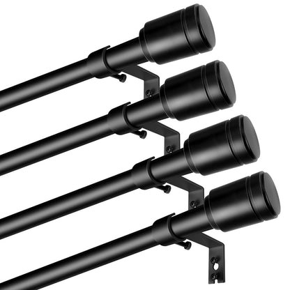Curtain Rods 30-60 Inch, Adjustable Black Curtain Rods for Windows 2 Pack | 5/8" Diameter for 30-54 Inch Windows, Spliced Window Treatment Rod with Brackets, Long Small Rod for Bedroom, Living Room