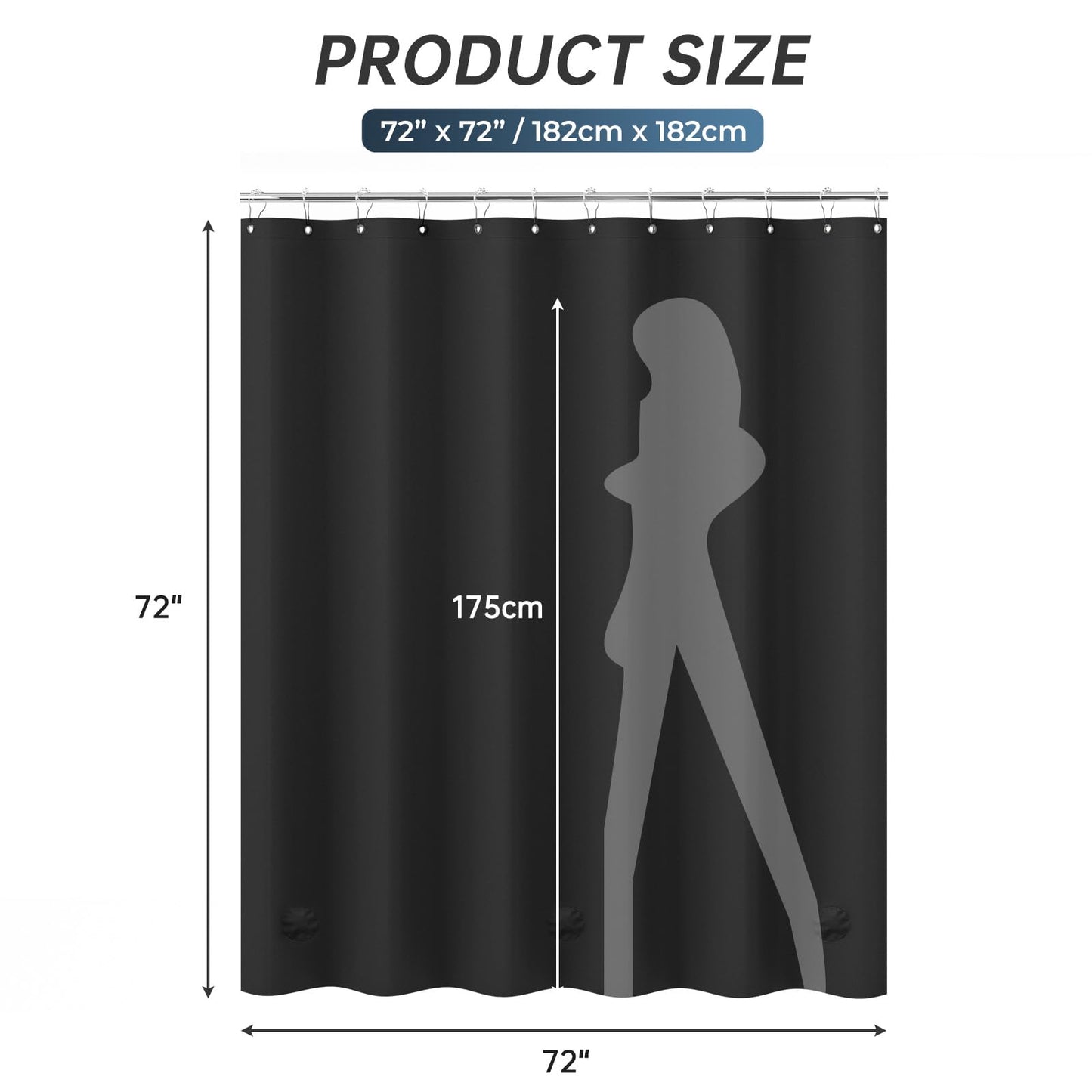 AmazerBath Plastic Shower Curtain Clear Premium PEVA, Clear Shower Curtain Heavy Duty 8G, Weighted Shower Curtains for Bathroom Accessories with 3 Big Stones and 12 Rustproof Grommets, 72x72 Inches
