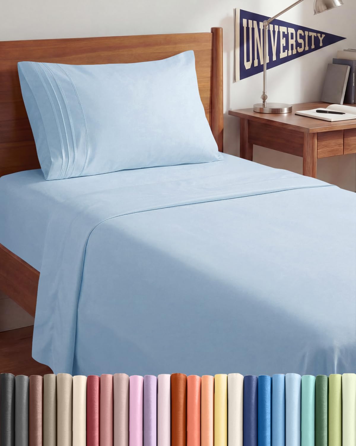 Twin XL 3 Piece Sheet Set - College Dorm Room Essentials - White | Deep Pocket Bed Sheets for Women, Men, Teens & Students, Soft, Cooling, Breathable & Wrinkle Free, Oeko-Tex Bed Sheet Set