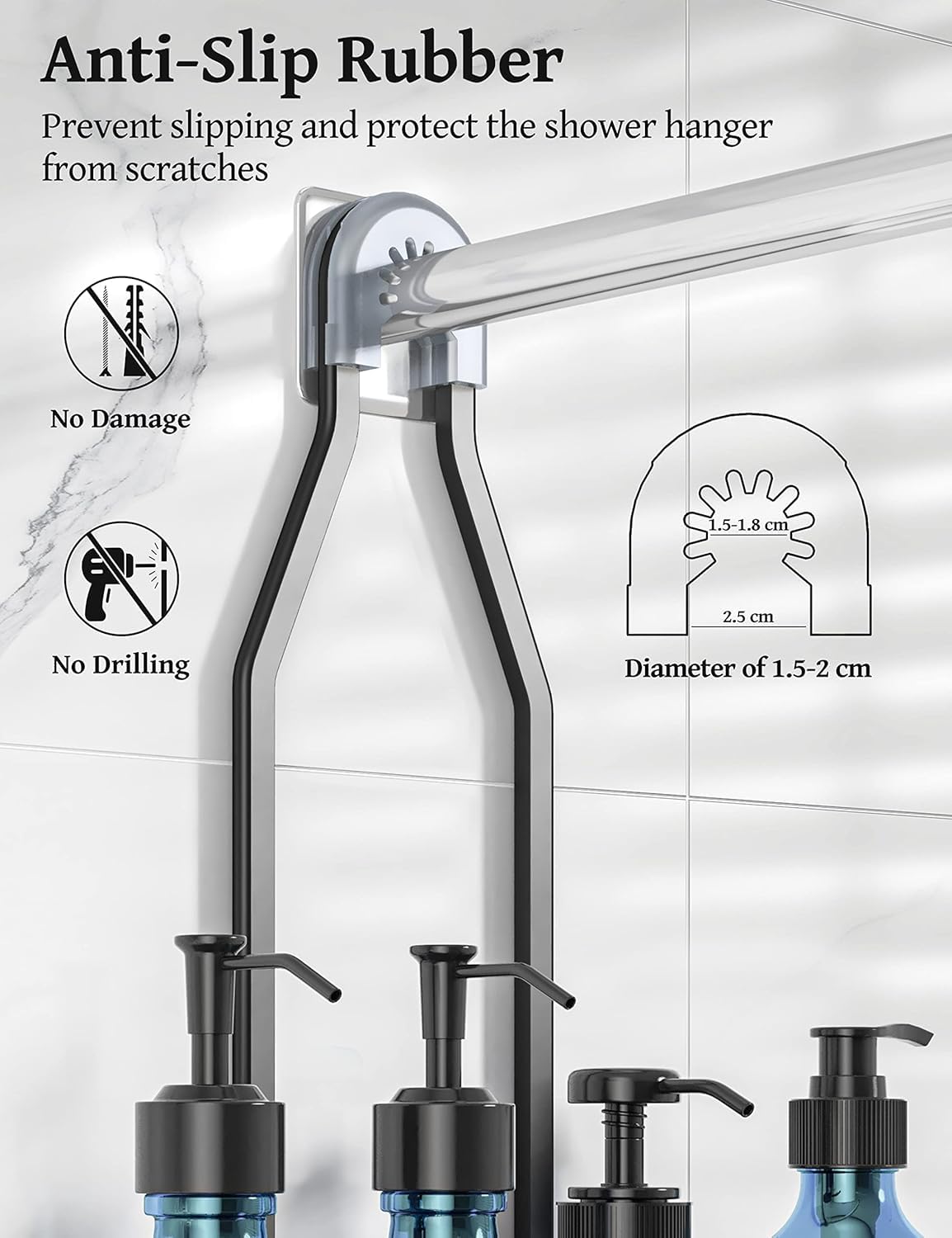 Never Rust Shower Caddy Hanging, Aluminum Shower Racks for Inside Shower, 3-Tier Shower Organizer Hanging Over Shower Head with Hooks and Soap Holder, Rose Gold