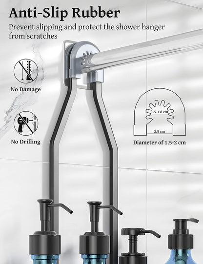Never Rust Shower Caddy Hanging, Aluminum Shower Racks for Inside Shower, 3-Tier Shower Organizer Hanging Over Shower Head with Hooks and Soap Holder, Rose Gold