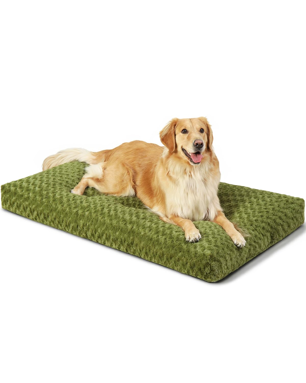 KSIIA Washable Dog Bed Medium Size Dog Crate Bed Plush Pet Mat 35"x23" Gray | Deluxe Plush Comfy Kennel Pad, Anti-Slip Bottom,Deep Sleeping Mat for Medium Dogs,Machine Washable for Easy Cleaning