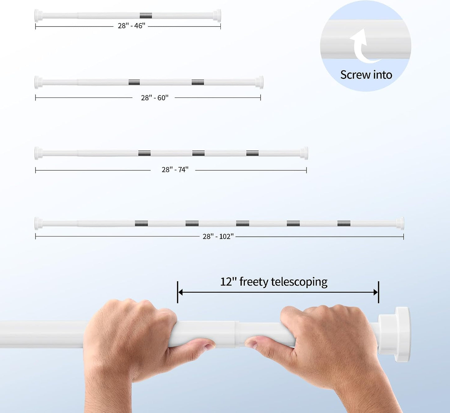 Mcrbeay Shower Curtain Rod, 1" Diameter Heavy Duty Tension Shower Rod | Adjustable 28-74 inch Non Slip No Drill Spring Tension Rod For Bathroom, Shower Stall, No Rust, Bronze