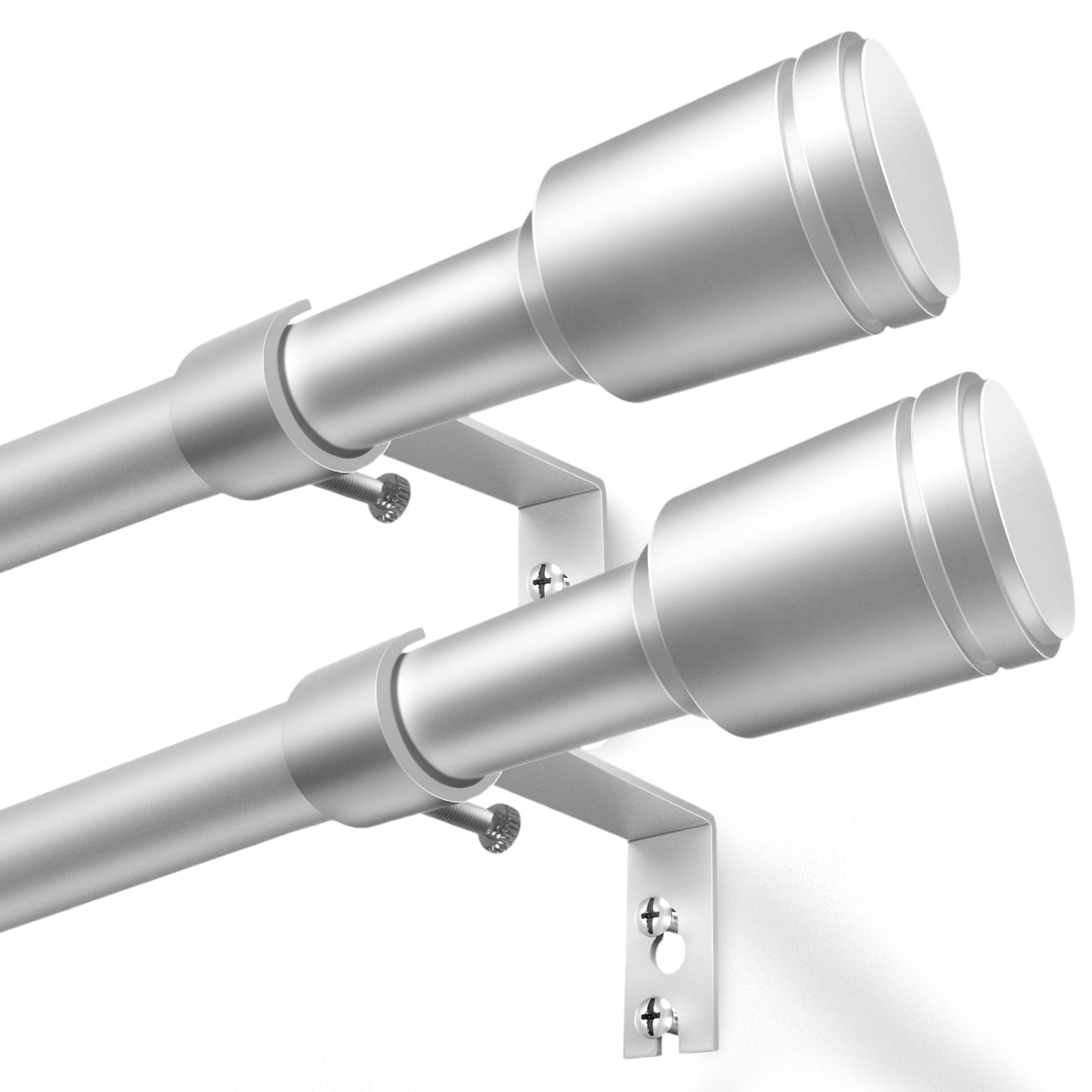 Curtain Rods 30-60 Inch, Adjustable Black Curtain Rods for Windows 2 Pack | 5/8" Diameter for 30-54 Inch Windows, Spliced Window Treatment Rod with Brackets, Long Small Rod for Bedroom, Living Room