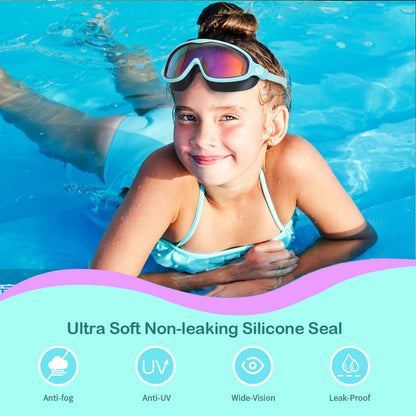 Seago Swim Goggles 2 Pack Anti-Fog Anti-UV Wide View Swimming Goggles for Kids 3-14