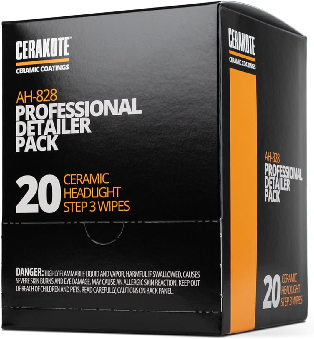 CERAKOTE® Ceramic Headlight Restoration Kit, No Power Tools, 10 Wipe Kit | Restores clouded, yellowed headlights, ceramic UV protection, 3-step wipe system, no power tools needed