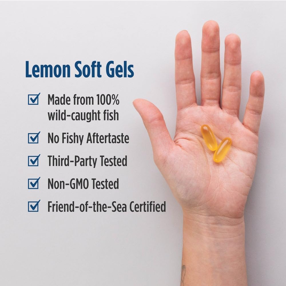 Nordic Naturals Omega-3, 690mg Fish Oil, EPA & DHA, Lemon - 90 Count | Omega-3 fish oil supports immune, brain & heart health. Optimal Wellness. Non-GMO, burpless. 45 servings.