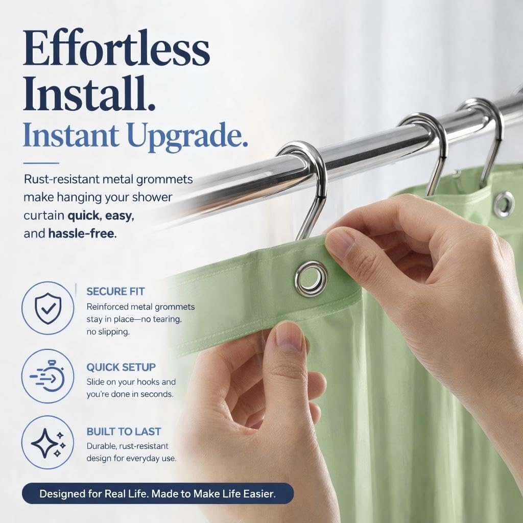 EHZNZIE White Shower Curtain Liner 72x72, PEVA Waterproof Bath Curtain, No Chemical Smell, 3 Weighted Magnets, Durable with Rustproof Metal Grommets