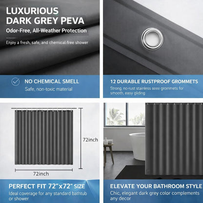 EHZNZIE White Shower Curtain Liner 72x72, PEVA Waterproof Bath Curtain, No Chemical Smell, 3 Weighted Magnets, Durable with Rustproof Metal Grommets