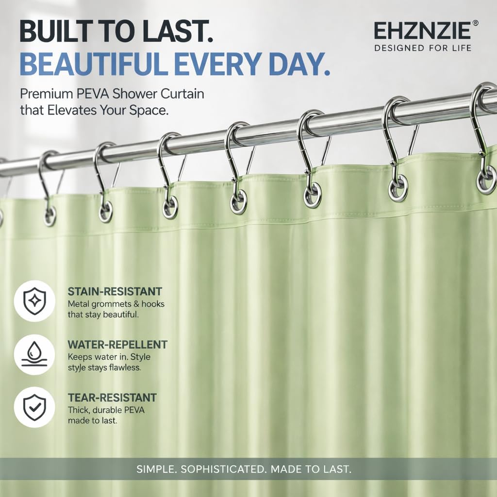 EHZNZIE White Shower Curtain Liner 72x72, PEVA Waterproof Bath Curtain, No Chemical Smell, 3 Weighted Magnets, Durable with Rustproof Metal Grommets