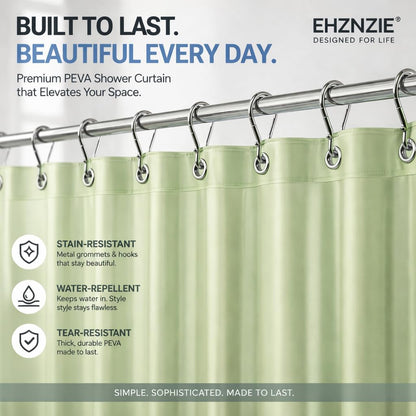 EHZNZIE White Shower Curtain Liner 72x72, PEVA Waterproof Bath Curtain, No Chemical Smell, 3 Weighted Magnets, Durable with Rustproof Metal Grommets