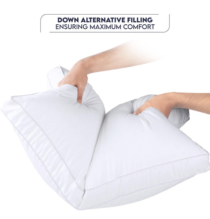 Utopia Bedding Gusset Bed Pillow, Hotel Pillows Queen Size Set of 2, White | Cotton Blended Down alternative pillows for sleeping, soft fluffy cooling comfort for Back, side & stomach sleepers, 2 pack