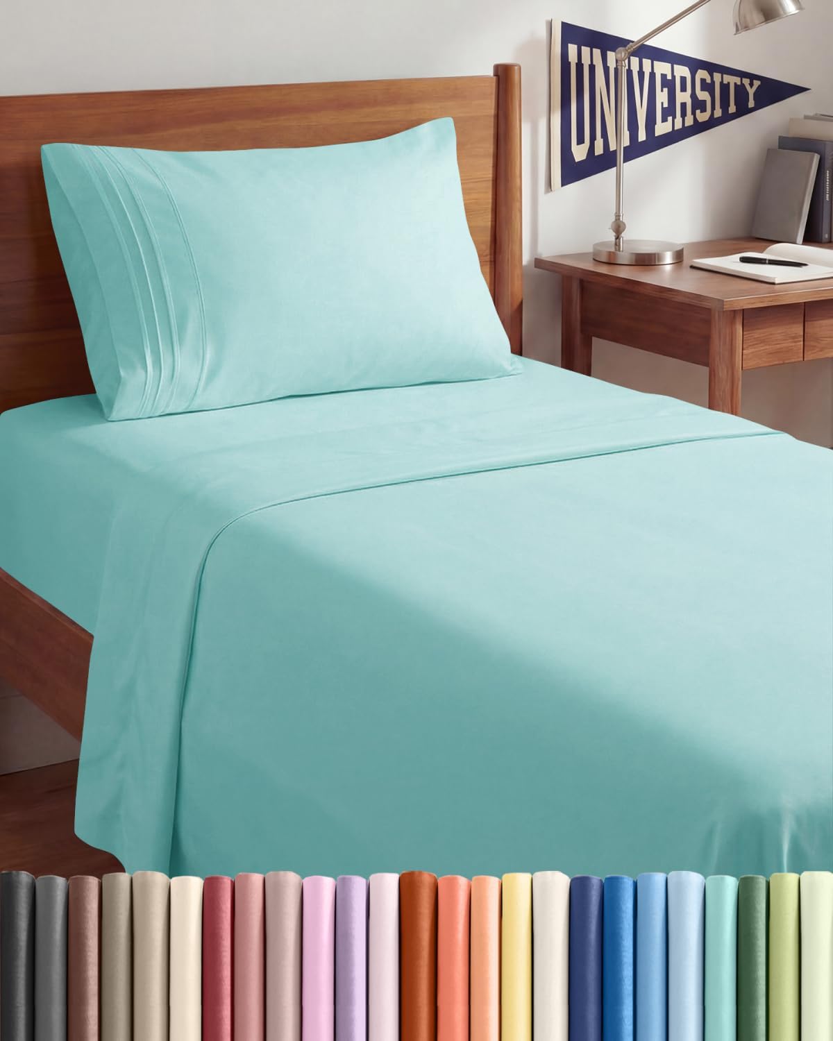 Twin XL 3 Piece Sheet Set - College Dorm Room Essentials - White | Deep Pocket Bed Sheets for Women, Men, Teens & Students, Soft, Cooling, Breathable & Wrinkle Free, Oeko-Tex Bed Sheet Set