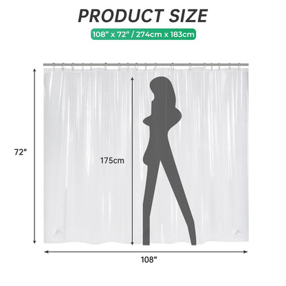 AmazerBath Plastic Shower Curtain Clear Premium PEVA, Clear Shower Curtain Heavy Duty 8G, Weighted Shower Curtains for Bathroom Accessories with 3 Big Stones and 12 Rustproof Grommets, 72x72 Inches