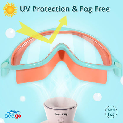 Seago Swim Goggles 2 Pack Anti-Fog Anti-UV Wide View Swimming Goggles for Kids 3-14