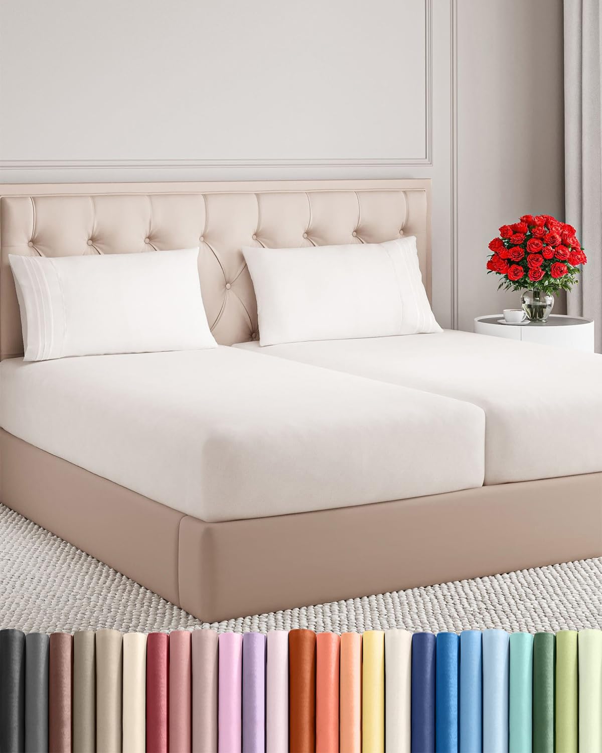 Twin XL 3 Piece Sheet Set - College Dorm Room Essentials - White | Deep Pocket Bed Sheets for Women, Men, Teens & Students, Soft, Cooling, Breathable & Wrinkle Free, Oeko-Tex Bed Sheet Set