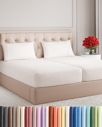 Twin XL 3 Piece Sheet Set - College Dorm Room Essentials - White | Deep Pocket Bed Sheets for Women, Men, Teens & Students, Soft, Cooling, Breathable & Wrinkle Free, Oeko-Tex Bed Sheet Set