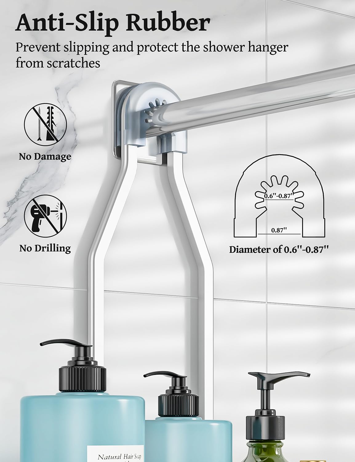 Never Rust Shower Caddy Hanging, Aluminum Shower Racks for Inside Shower, 3-Tier Shower Organizer Hanging Over Shower Head with Hooks and Soap Holder, Rose Gold