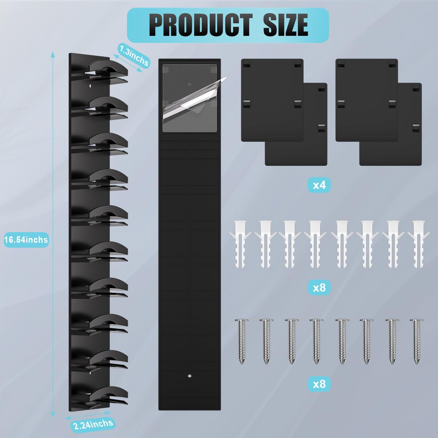 Hat Organizer for Baseball Caps 2Pack, Hat Rack for Wall with Strong Adhesive Hold up to 20 Hats, Hat Hanger Holder Display for Door Closet, Cap Organizer Storage Multilayer Two Mounting Option(Black)