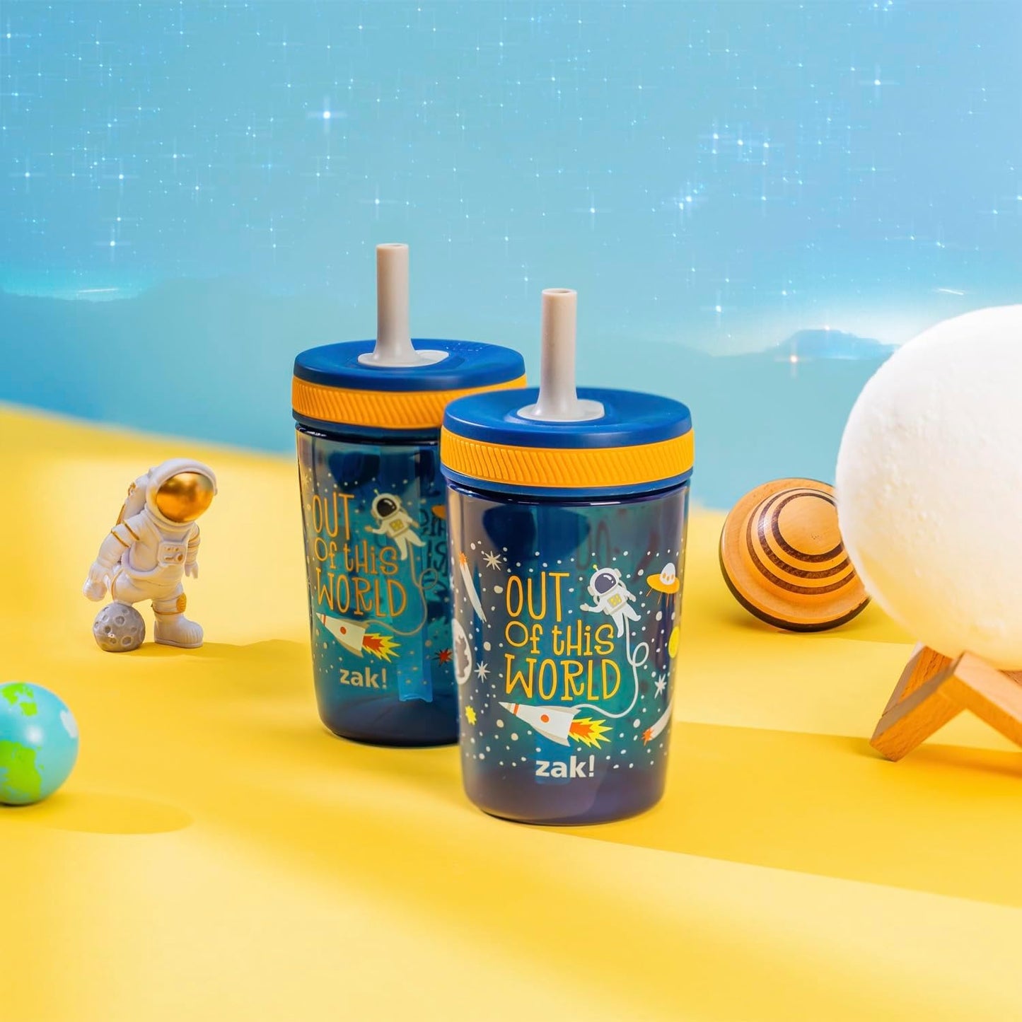 Zak Designs Sesame Street Kelso Toddler Tumblers For Travel or At Home, 15oz 2-Pack Durable Plastic Sippy Cups With Leak-Proof Design is Perfect For Kids (Elmo and Cookie Monster)