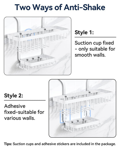 Never Rust Shower Caddy Hanging, Aluminum Shower Racks for Inside Shower, 3-Tier Shower Organizer Hanging Over Shower Head with Hooks and Soap Holder, Rose Gold