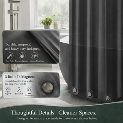EHZNZIE White Shower Curtain Liner 72x72, PEVA Waterproof Bath Curtain, No Chemical Smell, 3 Weighted Magnets, Durable with Rustproof Metal Grommets