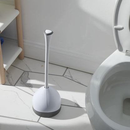 Clorox Toilet Plunger with Hideaway Holder Caddy Heavy-Duty Compact Design with Non-Skid Rubber Base for Bathroom Convenient Storage Toilet Unclogger, 6.5x19.5-Inch, White