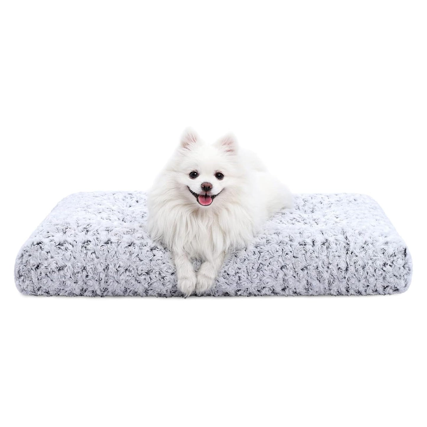 KSIIA Washable Dog Bed Medium Size Dog Crate Bed Plush Pet Mat 35"x23" Gray | Deluxe Plush Comfy Kennel Pad, Anti-Slip Bottom,Deep Sleeping Mat for Medium Dogs,Machine Washable for Easy Cleaning