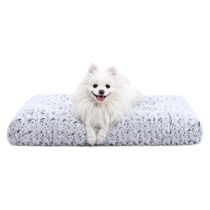 KSIIA Washable Dog Bed Medium Size Dog Crate Bed Plush Pet Mat 35"x23" Gray | Deluxe Plush Comfy Kennel Pad, Anti-Slip Bottom,Deep Sleeping Mat for Medium Dogs,Machine Washable for Easy Cleaning