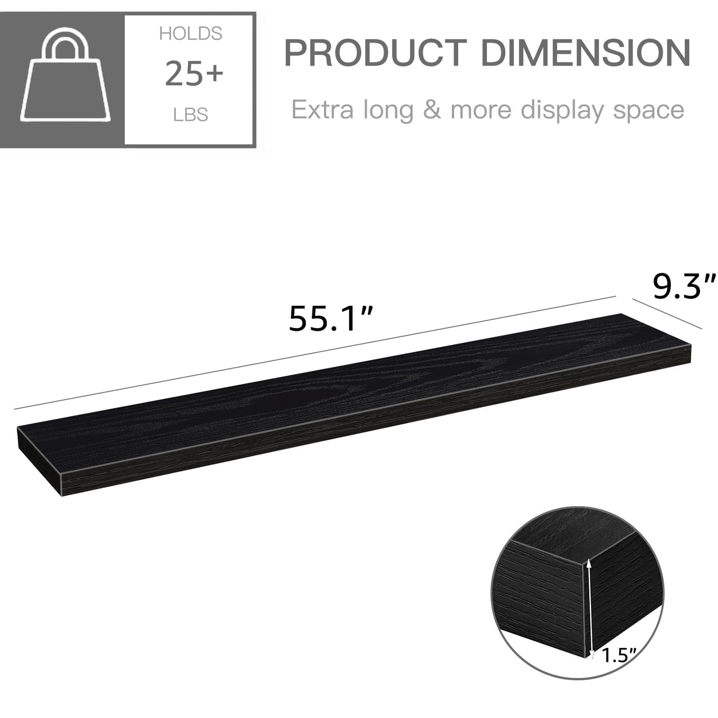 QEEIG Bathroom Floating Shelves for Wall - 15.7" Wall Mounted Shelf Over Toilet Farmhouse Home Decor Display Bookshelf Small 15.7 x 6.7 inch Set of 2, Rustic Brown (008-40BN)