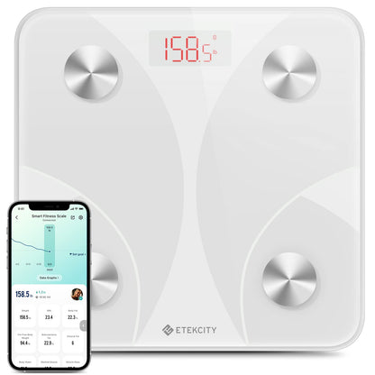 Etekcity Smart Scale for Body Weight, Body Fat and BMI, FSA Eligible | HSA Eligible, Bathroom Scale with Muscle Mass, Accurate Bluetooth App Sync, LED Display and Tempered Glass