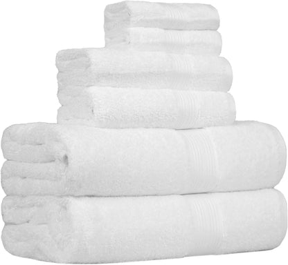 Amazon Basics 6-Piece Oversized Fade-Resistant Towel Set, 100% Cotton, Highly Absorbent, Soft, Teal, 2 Bath Towels, 2 Hand Towels, 2 Washcloths