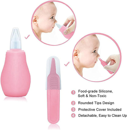 Baby Grooming Kit, Infant Safety Care Set with Hair Brush Comb Nail Clipper Nasal Aspirator,Baby Essentials Kit for Newborn Girls Boys (Grey White)