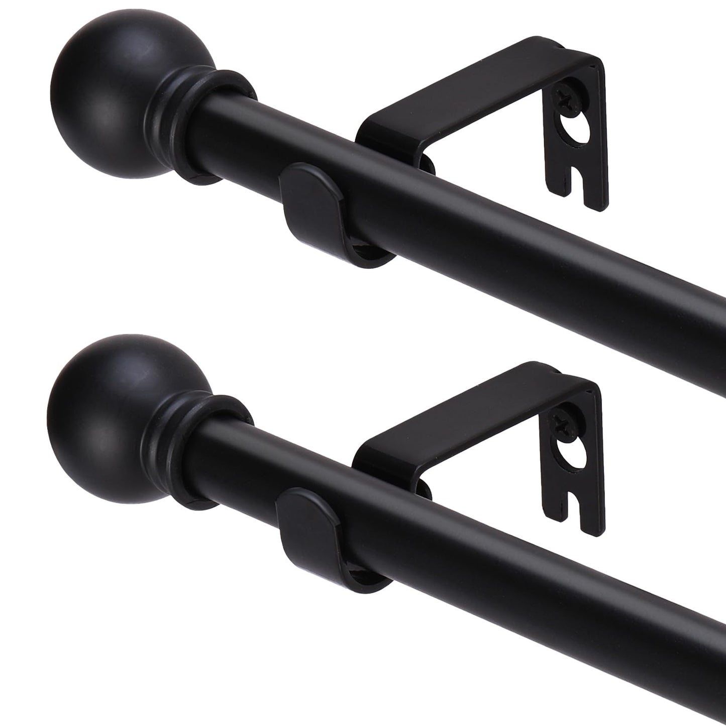 GXOACKJ Curtain Rods for windows 32-48 inch, 5/8 inch Decorative Curtain Rod Set, Matte Black Splicing Heavy Duty Metal Curtain Rod with Brackets