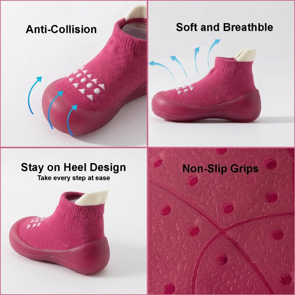 Hstyle Baby Sock Shoes Toddler Boys Walking Shoes Infant Slippers Sneakers | Non-Slip,Soft Rubber Sole,Lightweight,1st Birthday Gifts for Baby Boys Girls