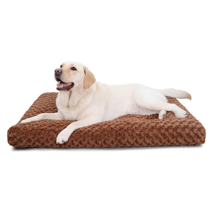 KSIIA Washable Dog Bed Medium Size Dog Crate Bed Plush Pet Mat 35"x23" Gray | Deluxe Plush Comfy Kennel Pad, Anti-Slip Bottom,Deep Sleeping Mat for Medium Dogs,Machine Washable for Easy Cleaning