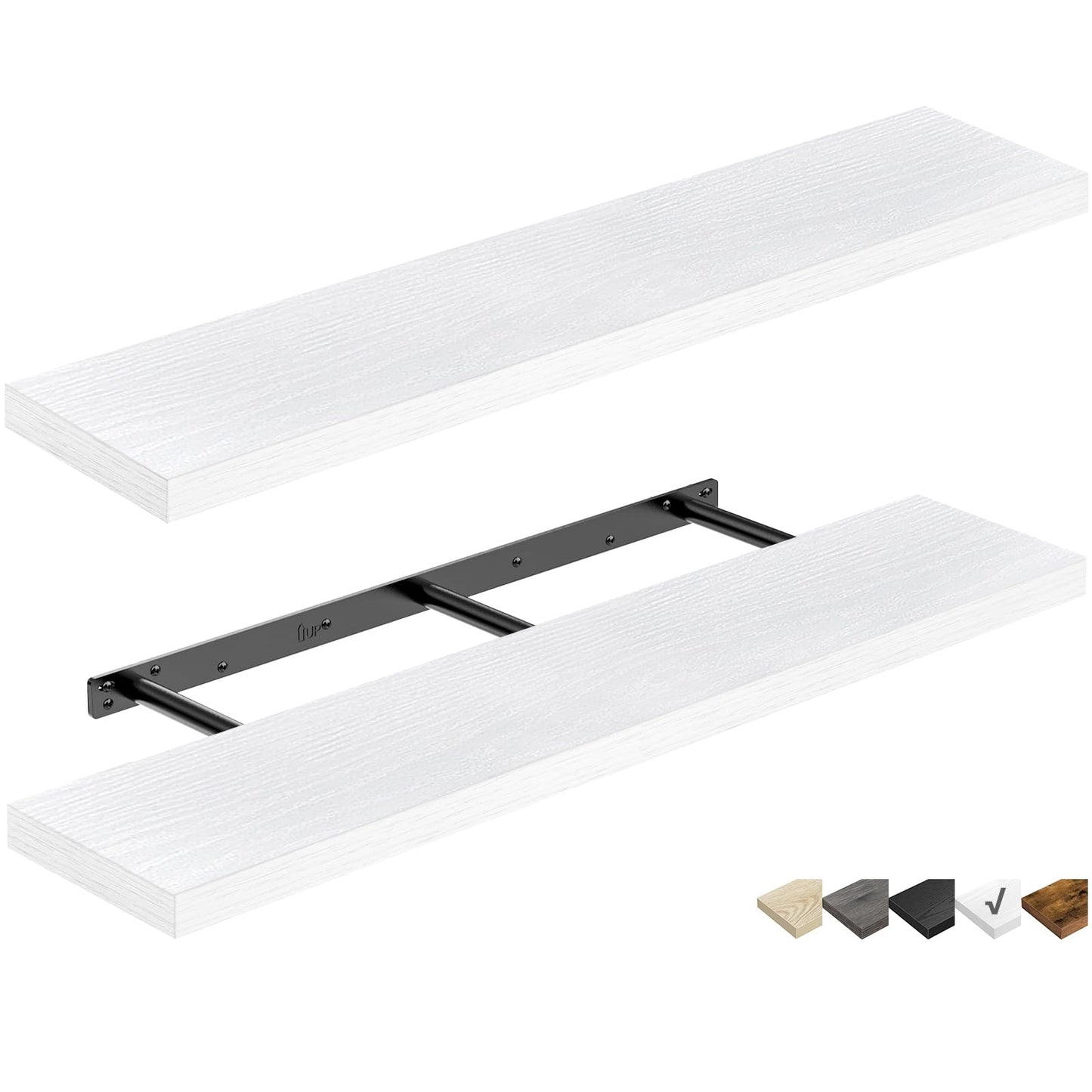 QEEIG Bathroom Floating Shelves for Wall - 15.7" Wall Mounted Shelf Over Toilet Farmhouse Home Decor Display Bookshelf Small 15.7 x 6.7 inch Set of 2, Rustic Brown (008-40BN)
