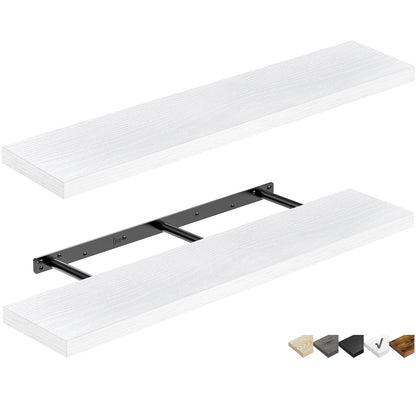 QEEIG Bathroom Floating Shelves for Wall - 15.7" Wall Mounted Shelf Over Toilet Farmhouse Home Decor Display Bookshelf Small 15.7 x 6.7 inch Set of 2, Rustic Brown (008-40BN)